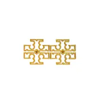 在飛比找momo購物網優惠-【TORY BURCH】Britten鏤空LOGO耳環（金）