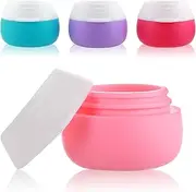 4 Pieces Travel Containers for Toiletries, Small Silicone Travel Jars Mini Refillable Leak-proof Travel Accessories with Lid for Lotion Cosmetic Makeup Face Body Hand Cream