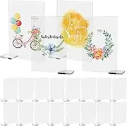 20Pcs Acrylic Table Number Stand Reusable Rectangle DIY Blank Sign Stand with Base Clear Wedding Invitation Table Display Stand for Wedding Reception Party Celebration
