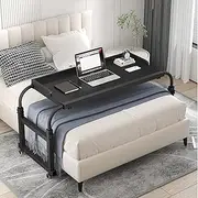 Adjustable Over-Bed Table on Wheels,Versatile Overbed Desk for Computer Workstation or Dining,Fits King Queen Beds,Perfect for Home Office or Relaxing Meals