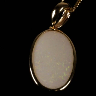 Australian White Opal Sterling Silver Rhodium Plated Pendant - Pen855