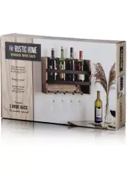 The Rustic Home, Distressed Wooden Wall Wine Rack | Stemware Glass Holder