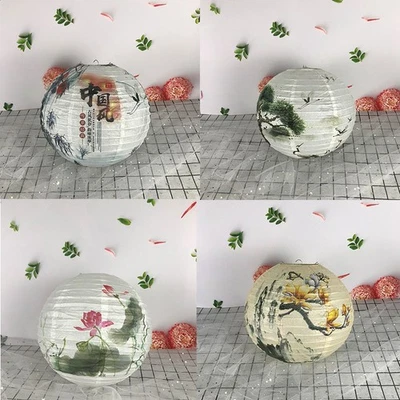 Pine/Orchid/Plum Blossom Round Paper Lantern Lamp Shade Chinese Home Decor G _ji