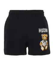 Moschino Logo Printed Elasticated-Waist Shorts IT36 Black