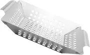 Stainless Steel BBQ Grill Tray Wear Resistant Cooking Pan for Outdoor Grilling Convenient BBQ Accessory for Steak Vegetables Fish More for Gatherings