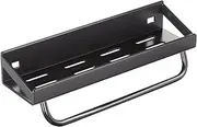 Floating Spice Rack Shelf Wall Mounted Condiment Stand Storage Shelve with Hanging Rod 30 x 10 cm - Black