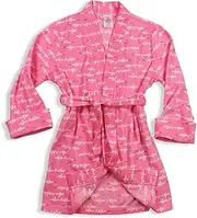 [Calvin Klein] Girl's Robe with Cuff, Pink Ck Script, Small, Pink Ck Script, Small