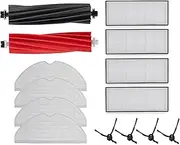 Original Accessory Replacement Parts Set Compatible with Roborock S8 / S8+/S8 Pro Ultra Vacuum Cleaner, 1 Double Brush Rubber Main Brush, 4 Filters, 4 Side Brushes, 4 Wipes