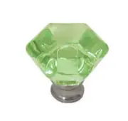 1-1/4" Acrylic Knob Coke Bottle Green and Satin Nickel