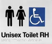 Unisex Toilet Right Hand Braille Sign