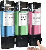 Shampoo and Conditioner Dispenser 3 Chamber AHFeiPan Shower Soap Dispenser No Drill Wall Mounted Shampoo Dispenser for Shower 3 * 300ML Shower Dispenser for Bathroom Hotel Toilet Kitchen (Black)