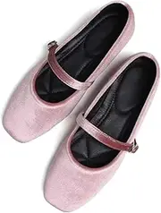 Stunner Mary Jane Shoes Square Toe Black Flats Ballet Flats for Women Comfortable Ankle Strap Flats Casual Slip On Flats