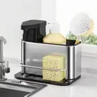 Multifunction Soap Dispenser Stainless Steel Sink Organizer Tray Home