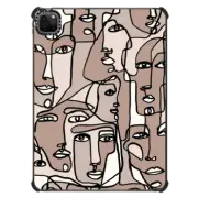 iPad Pro 11-inch (3rd/4th gen) iPad Impact Case FACE MOSAIC SKETCH 1 DARK SKIN IPAD, ABSTRACT MINIMAL PEOPLE ILLUSTRATION By Ebi Emporium