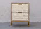 Bone Inlay Bedside Table - Fish scale