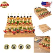 Stylish Bamboo Skewer Holder for Cocktail Parties - 180 Holes & Skewers Included