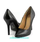 Black Leatherette Awesome Sexy Height Pointy Pointed Toe Stilettos Heel Pumps