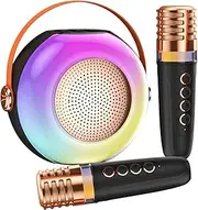 Portable Karaoke Machine | Wireless Speaker with Two Microphones | LED Lights, Music Player for Family Home Gathering, Sound Box for Adults and Kids