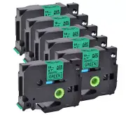 6 Pack Black on Green TZ-741 Tze-741 Label Tape For Brother P-touch PT-2130 7500