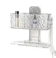 Gvblkq Suction Cup Shelf for Shower, Double-Layer No-Drill Bathroom Organizer, Ventilated Cosmetic Holder with Clip, Waterproof Storage Rack for Shower Room, Kitchen, Bathroom Walls