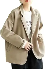 [Generic] Women Spring Single Breasted Office Solid Blazer Long Sleeve Loose Suit Jacket Blazers