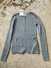 NEW ZARA GIRLS RIBBED KNIT CARDIGAN SWEATER SHIRTS Light Blue 13-14 years