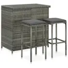 Elegant Bar Table And Stools With Cushion Rattan Bistro Set Dining Furniture 3pc