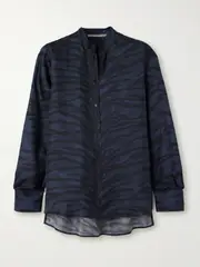 [Stella McCartney] Stella McCartney - Zebra-print Silk-chiffon Shirt - Blue - IT38 IT 38 Blue