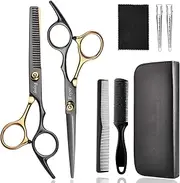 Hair Cutting Scissors Kit, Fcysy Professional Barber Shears Set with Hair Scissors Thinning Shears, Tijeras Para Cortar Cabello Haircutting Sheers Hair Cut Blending Salon Scissor for Men Women Pet