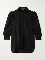 [Max Mara] Max Mara - Faraday Gathered Cotton Shirt - Black - UK 14 UK 14 Black