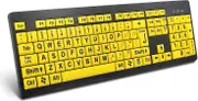 High Contrast Keyboard For Visually Impaired - Large Print Computer Keyboard With Oversized Letters (yellow+black)