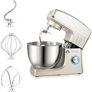 Stand Mixer, 3-IN-1 Electric Household Food Mixers, 8L/10L Stainless Steel Mixing Bowl, Splash Guard, Balloon Whisk, Beater & Dough Hook, Kitchen Cake Mixer & Dough Mixer, Cream(10L)