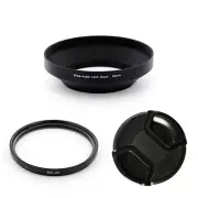 Camera 58mm Screw Metal Wide angle Lens Hood digital + UV Filter + Cap, NEW, USA