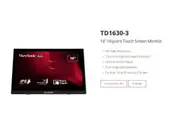 VIEWSONIC TD1630-3 16' 10 Point Projected Capactitive Touch, HDMI and VGA, Dual Speakers, Durable, Scratch Resistant Screen Monitor. KIOSK
