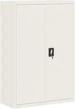 vidaXL White Steel File Cabinet with 3 Adjustable Shelves, Lockable Design, Durable Material, Ample Space, 90x40x140 cm, Suitable for Office Use