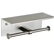 Bath Wall-Mount Double Post Toilet Paper Holder Shelf Non-Slip Tissue Roll Holde