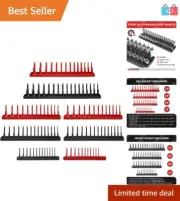 Socket Organizer Tray Set 8PCS SAE & Metric Holders for 226 Sockets Tool Storage