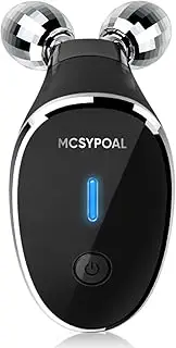 Microcurrent-Facial-Device, 5-in-1 Microcurrent Multifunctional Facial Massager, Face Roller Face Massager for Skin Care, Glossy Black