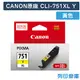 原廠墨水匣 CANON 黃色 高容量 CLI-751XL Y / CLI751XLY /適用 iP7270 / iP8770 / MG5470 / MG5570 / MG5670 / MG6370