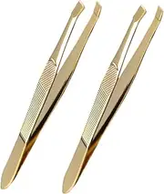 VICASKY Stainless Steel Eyebrow Tweezers Set Precision Lash Brow Shaping Gold Plated Finish Multipurpose Beauty Tweezers
