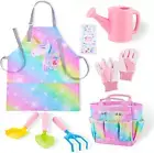 Kids Gardening Set, Garden Tools for Kids with Watering Can, Shovel, Rake, Glove