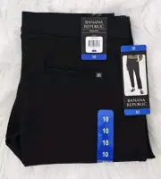 Banana Republic Dress Pant Womens Sz10 Black Ponte Flat Front Stretch Straight