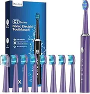Electric Toothbrush with 8 Brush Heads, 120 Days Use with 3 Hours Quick Charge, 5 Modes with 2 Minute Timer