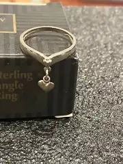 Avon Sterling Silver Dangle Heart Ring Size 6 NEW in Box