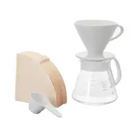 在飛比找Yahoo奇摩購物中心優惠-日本HARIO V60白色02濾杯咖啡壺組 1~4杯