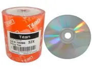 100 Titan Brand 52X Shiny Silver Top Blank CD-R CDR Disc Media [Made in Taiwan]
