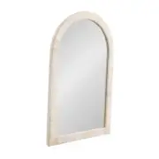 Rahfy Boho Arched Rattan Mirror, 20 x 30, White, Decorative Arch Wall Mirror