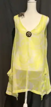 Mirror Image Beach/swim cover up Size Large New With Tags Yellow/White