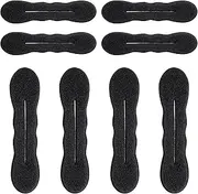 8 Pcs Hair Bun Maker for Women Black Lazy Bun Clips for Hair Non-Slip Sponge Bun Donut Hair Maker for Women Long Thin Curly Straight Wavy Hairs Waves Style (4 Large, 4 Small)