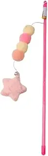 TypoGrove Interactive Cat Toy Wand with Feather Attachment - Durable Elastic Cord and Ergonomic Handle for Indoor Play, Bite-Resistant Design Stimulates Exercise (Pink Plush Ball and Star Pendant)
